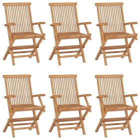 Folding garden chairs 6 units solid teak wood by vidaXL, Garden chairs - Ref: Foro24-3096594, Price: 285,05 €, Discount: %