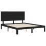 Bed frame with black solid wood headboard 200x200 cm by vidaXL, Beds and slatted bases - Ref: Foro24-3193685, Price: 183,36 €...