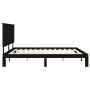 Bed frame with black solid wood headboard 200x200 cm by vidaXL, Beds and slatted bases - Ref: Foro24-3193685, Price: 183,36 €...