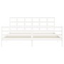 White solid wood bed frame with headboard 200x200 cm by vidaXL, Beds and slatted bases - Ref: Foro24-3194007, Price: 150,80 €...