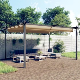 Cenador de jardín con techo retráctil gris taupé 4x3 m de vidaXL, Carpas y cenadores - Ref: Foro24-318539, Precio: 531,71 €, ...