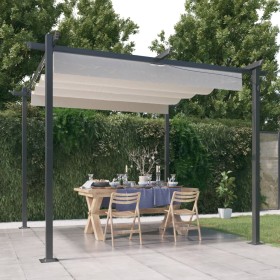 Cenador de jardín con techo retráctil color crema 3x3 m de vidaXL, Carpas y cenadores - Ref: Foro24-318534, Precio: 510,99 €,...