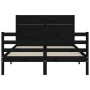 Bed frame with black solid wood headboard 140x200 cm by vidaXL, Beds and slatted bases - Ref: Foro24-3194640, Price: 168,47 €...