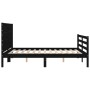 Bed frame with black solid wood headboard 140x200 cm by vidaXL, Beds and slatted bases - Ref: Foro24-3194640, Price: 168,47 €...