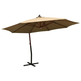 Hängender Sonnenschirm mit taupefarbener Holzstange 350 cm von vidaXL, Sonnenschirme - Ref: Foro24-318439, Preis: 139,17 €, R...