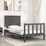 Estructura de cama con cabecero madera maciza gris 90x200 cm de vidaXL, Camas y somieres - Ref: Foro24-3193388, Precio: 115,9...