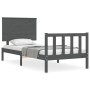 Estructura de cama con cabecero madera maciza gris 90x200 cm de vidaXL, Camas y somieres - Ref: Foro24-3193388, Precio: 115,9...