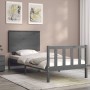 Estructura de cama con cabecero madera maciza gris 90x200 cm de vidaXL, Camas y somieres - Ref: Foro24-3193388, Precio: 115,9...