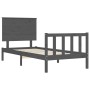 Estructura de cama con cabecero madera maciza gris 90x200 cm de vidaXL, Camas y somieres - Ref: Foro24-3193388, Precio: 115,9...