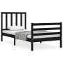 Bed frame with black solid wood headboard 90x200 cm by vidaXL, Beds and slatted bases - Ref: Foro24-3193845, Price: 116,01 €,...