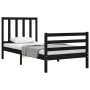 Bed frame with black solid wood headboard 90x200 cm by vidaXL, Beds and slatted bases - Ref: Foro24-3193845, Price: 116,01 €,...