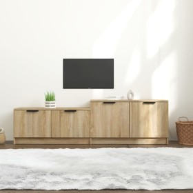 TV stand made of Sonoma oak plywood, 158.5x36x45 cm by vidaXL, TV Furniture - Ref: Foro24-811487, Price: 88,99 €, Discount: %