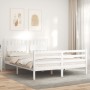 White solid wood bed frame with headboard 160x200 cm by vidaXL, Beds and slatted bases - Ref: Foro24-3194322, Price: 161,98 €...