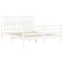 White solid wood bed frame with headboard 160x200 cm by vidaXL, Beds and slatted bases - Ref: Foro24-3194322, Price: 161,98 €...