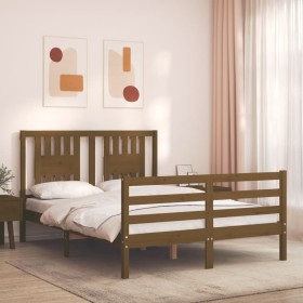 Estructura de cama matrimonio con cabecero madera marrón miel de vidaXL, Camas y somieres - Ref: Foro24-3194544, Precio: 157,...