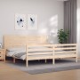 Bed frame with solid wood headboard 200x200 cm by vidaXL, Beds and slatted bases - Ref: Foro24-3194656, Price: 182,31 €, Disc...