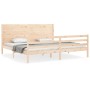 Bed frame with solid wood headboard 200x200 cm by vidaXL, Beds and slatted bases - Ref: Foro24-3194656, Price: 182,31 €, Disc...