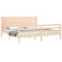 Bed frame with solid wood headboard 200x200 cm by vidaXL, Beds and slatted bases - Ref: Foro24-3194656, Price: 182,31 €, Disc...