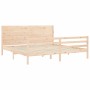 Bed frame with solid wood headboard 200x200 cm by vidaXL, Beds and slatted bases - Ref: Foro24-3194656, Price: 182,31 €, Disc...