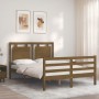 Honey brown solid wood bed frame and headboard 140x200 cm by vidaXL, Beds and slatted bases - Ref: Foro24-3194054, Price: 161...