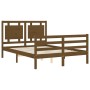 Honey brown solid wood bed frame and headboard 140x200 cm by vidaXL, Beds and slatted bases - Ref: Foro24-3194054, Price: 161...