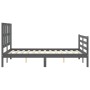 Estructura de cama con cabecero madera maciza gris 140x200 cm de vidaXL, Camas y somieres - Ref: Foro24-3194118, Precio: 164,...