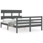 Estructura de cama con cabecero madera maciza gris 120x200 cm de vidaXL, Camas y somieres - Ref: Foro24-3195088, Precio: 139,...