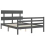 Estructura de cama con cabecero madera maciza gris 120x200 cm de vidaXL, Camas y somieres - Ref: Foro24-3195088, Precio: 139,...