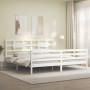 White solid wood bed frame with headboard 200x200 cm by vidaXL, Beds and slatted bases - Ref: Foro24-3194462, Price: 156,07 €...