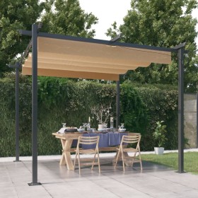 Cenador de jardín con techo retráctil gris taupe 3x3 m de vidaXL, Carpas y cenadores - Ref: Foro24-318536, Precio: 439,11 €, ...