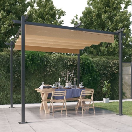 Cenador de jardín con techo retráctil gris taupe 3x3 m de vidaXL, Carpas y cenadores - Ref: Foro24-318536, Precio: 438,79 €, ...