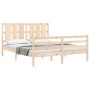 Bed frame with solid wood headboard 160x200 cm by vidaXL, Beds and slatted bases - Ref: Foro24-3194126, Price: 149,69 €, Disc...