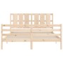 Bed frame with solid wood headboard 160x200 cm by vidaXL, Beds and slatted bases - Ref: Foro24-3194126, Price: 149,69 €, Disc...