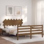 Honey brown solid wood bed frame and headboard 140x200 cm by vidaXL, Beds and slatted bases - Ref: Foro24-3195289, Price: 149...