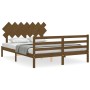 Estructura cama y cabecero madera maciza marrón miel 140x200 cm de vidaXL, Camas y somieres - Ref: Foro24-3195289, Precio: 14...