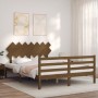 Honey brown solid wood bed frame and headboard 140x200 cm by vidaXL, Beds and slatted bases - Ref: Foro24-3195289, Price: 149...