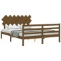 Honey brown solid wood bed frame and headboard 140x200 cm by vidaXL, Beds and slatted bases - Ref: Foro24-3195289, Price: 149...