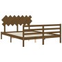 Honey brown solid wood bed frame and headboard 140x200 cm by vidaXL, Beds and slatted bases - Ref: Foro24-3195289, Price: 149...