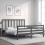 Estructura de cama con cabecero madera maciza gris 160x200 cm de vidaXL, Camas y somieres - Ref: Foro24-3193803, Precio: 153,...