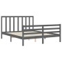 Gray solid wood bed frame with headboard 160x200 cm by vidaXL, Beds and slatted bases - Ref: Foro24-3193803, Price: 153,44 €,...