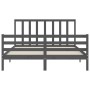 Estructura de cama con cabecero madera maciza gris 160x200 cm de vidaXL, Camas y somieres - Ref: Foro24-3193803, Precio: 153,...