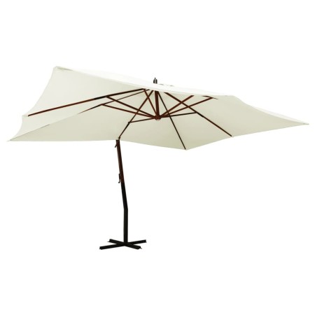 Cantilever umbrella with white wooden post, sand color, 400x300 cm. by vidaXL, Umbrellas - Ref: Foro24-318429, Price: 149,35 ...