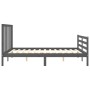 Gray solid wood bed frame with headboard 160x200 cm by vidaXL, Beds and slatted bases - Ref: Foro24-3193803, Price: 153,44 €,...