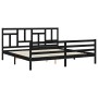 Bed frame with black solid wood headboard 200x200 cm by vidaXL, Beds and slatted bases - Ref: Foro24-3194985, Price: 164,38 €...