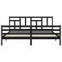 Bed frame with black solid wood headboard 200x200 cm by vidaXL, Beds and slatted bases - Ref: Foro24-3194985, Price: 164,38 €...