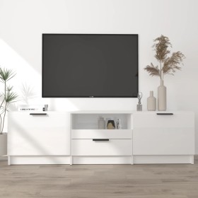 Glossy white plywood TV cabinet 140x35x40 cm by vidaXL, TV Furniture - Ref: Foro24-811454, Price: 75,82 €, Discount: %