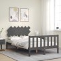 Gray solid wood bed frame with headboard 120x200 cm by vidaXL, Beds and slatted bases - Ref: Foro24-3193463, Price: 139,07 €,...