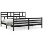 Bed frame with black solid wood headboard 200x200 cm by vidaXL, Beds and slatted bases - Ref: Foro24-3194920, Price: 164,68 €...