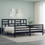 Bed frame with black solid wood headboard 200x200 cm by vidaXL, Beds and slatted bases - Ref: Foro24-3194920, Price: 164,68 €...