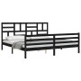 Bed frame with black solid wood headboard 200x200 cm by vidaXL, Beds and slatted bases - Ref: Foro24-3194920, Price: 164,68 €...